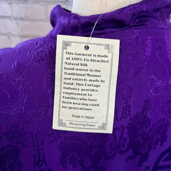 Reversible Silk Mandarin Jacket Purple & Black – Handmade in Nepal Size Medium - Picture 8 of 11